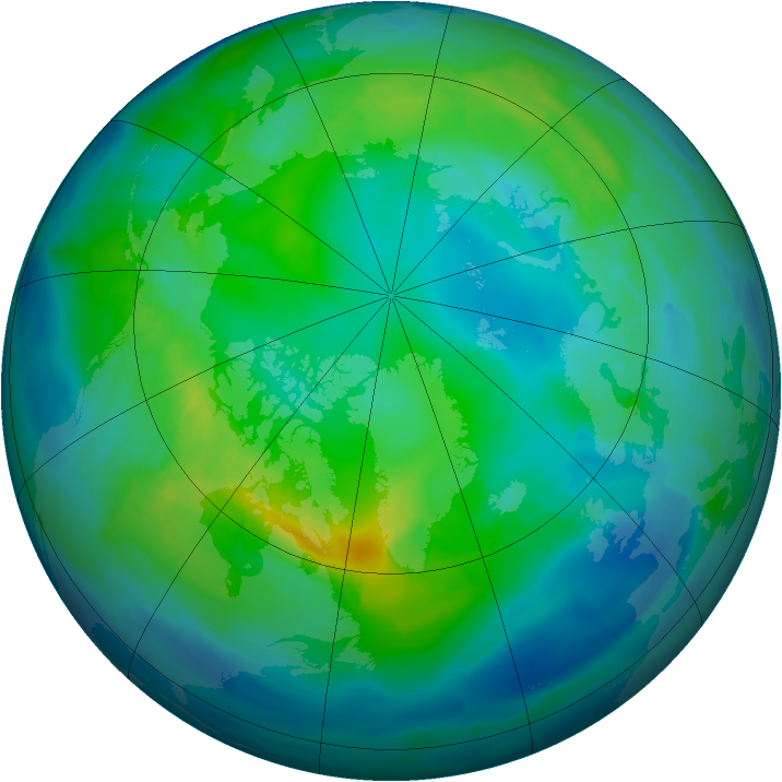 Arctic ozone map for 05 November 2013